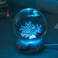 thumbnail image 1 of Bola de cristal tallada en 3D, luz nocturna, enchufe USB, adorno de iluminación (coral), 1 of 5