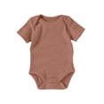 thumbnail image 3 of GobdXE Ribbed Short Sleeve Baby Solid Bodysuit Soft Cotton Snap Crotch Basic Onesie Size:6-12 Months, 3 of 4