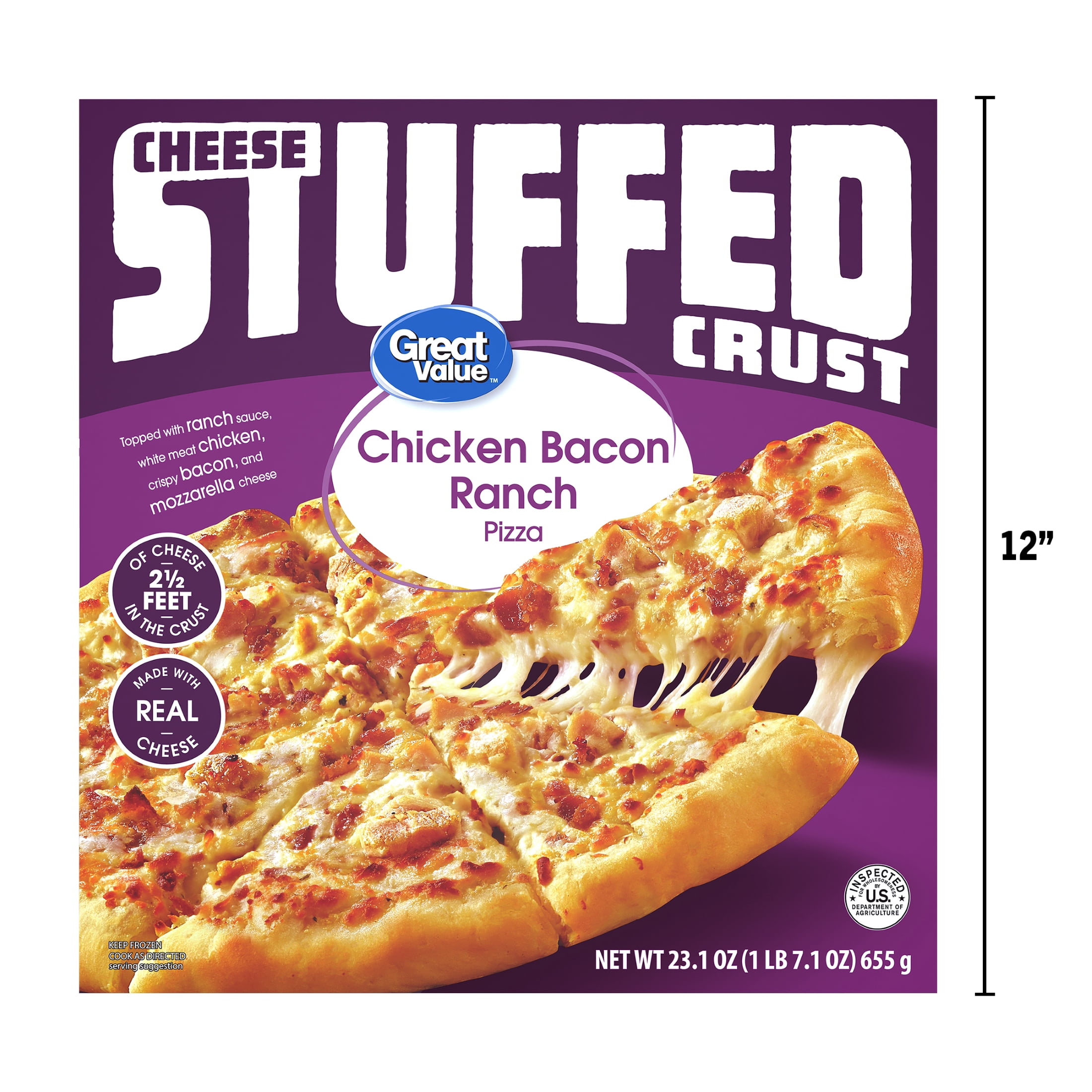 Great Value Stuffed Crust Chicken Bacon Ranch Sauce Pizza, 23.1 oz (Frozen)