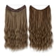 thumbnail image 1 of Xiao Hua Extensiones de cabello de alambre, gruesas, rizadas, onduladas, invisibles, con clip, sintéticas, para mujer, 20 pulgadas, color rubio castaño oscuro, 1 of 2