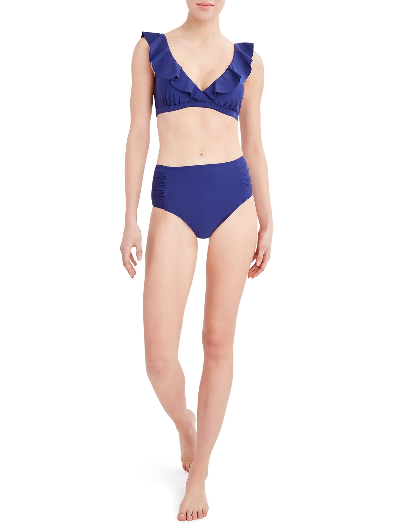 BCBG Paris Womens Ruffle Bikini Top
