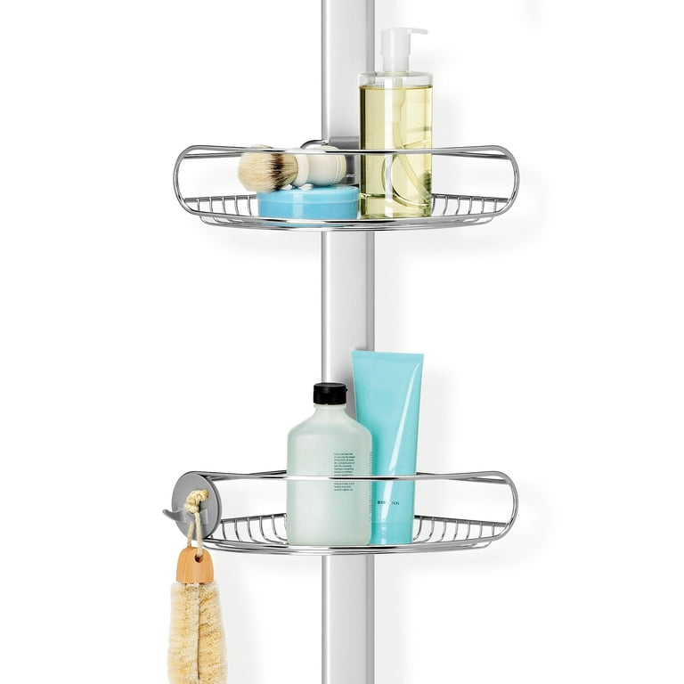 simplehuman 8' tension pole shower caddy, stainless steel and anodized  aluminum