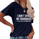 thumbnail image 3 of Camiseta con estampado de letras y cuello redondo para mujer, blusa informal de manga corta holgada suave y a la moda para fiesta, 3 of 6