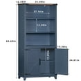 thumbnail image 2 of 2 Pack 70" Tall Bookcases with 3 Shelves & Barn Doors, Blue Farmhouse Wooden Bookshelf for Living Room, Office, Bedroom, Study, 2 of 7