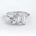 thumbnail image 3 of solitaire jewels 3TCWPea and Emerald Cut Moissanite Toi Et Moi Engagement Ring For Women, 14K White Gold, 3 of 6