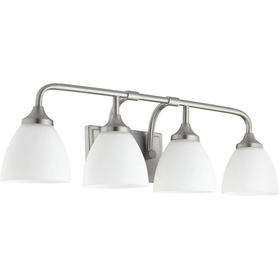 Kirkby Oaks 4 Light Vanity Light in Bailey Street Home Home Collection Style 26.5 inches Wide By 8.5 inches High-Satin Nickel Finish-Satin Opal Glass
