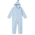 thumbnail image 4 of Kids Pumpkin Hooded Solid Fleece One‑Piece Jumpsuit Full‑Zip Loungewear Onesie Blue 14-15 Years, 4 of 7