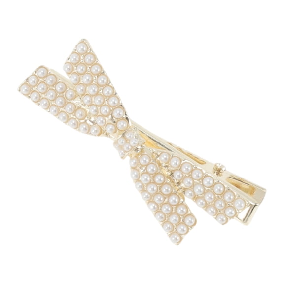 Unique Bargains 1 Pc Hair Clips Grace Press Clip Hairdo Clip Gold Tone White