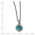 thumbnail image 2 of Shey Couture Sterling Silver with 14K Accent 18 Inch Antiqued CushionLondon Blue Topaz Necklace QTC1381, 2 of 2
