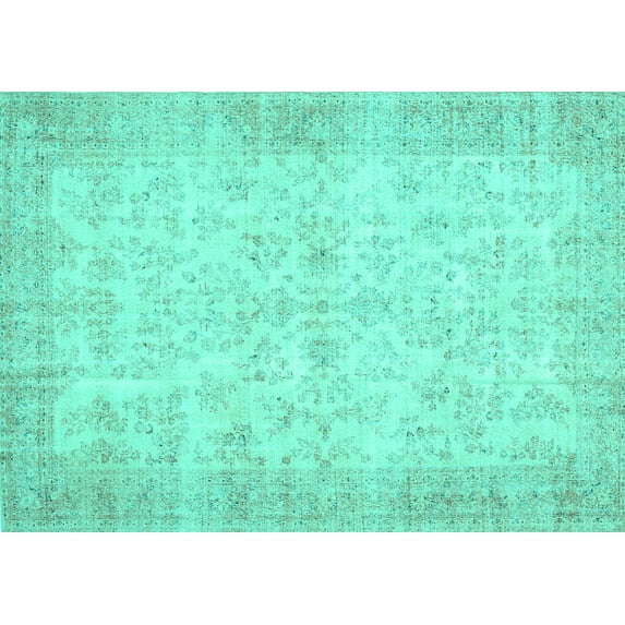 Ahgly Company Machine Washable Indoor Rectangle Abstract Turquoise Blue Contemporary Area Rugs, 8' x 12'