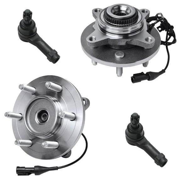 Detroit Axle - 4WD Front Wheel Bearing Hubs Kit for 04-08 Ford F-150 Lincoln Mark LT [6 Stud] 2 Wheel Bearing Hubs Assembly 2 Outer Tie Rod End Links 2005 2006 2007 Replacement