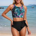 thumbnail image 2 of QURATI Swimwear Women High Waisted Bikini Set Racerback Swimsuit Two Piece Bathing Suit High Neck Swimwear Sky Blue XXL, 2 of 6