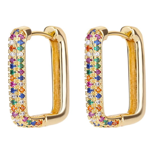 Pendientes de circón de colores para mujer, aretes de acero inoxidable chapados en oro, joyería estética de lujo para fiesta, tendencia 2023