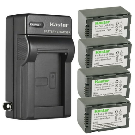 Kastar 4-Pack DZ-BP16 Battery and AC Wall Charger Replacement for Hitachi DZ-MV250 DZ-MV270 DZ-MV270E VDR-M20 DZ-MV100 DZ-MV100A DZ-MV100E DZ-MV200 DZ-MV200A Camera