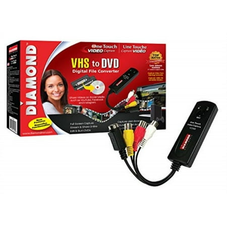 diamond vc500 usb 2.0 one touch vhs to dvd video capture device with easy to use software, convert, edit and save to digital files for win7, win8 and