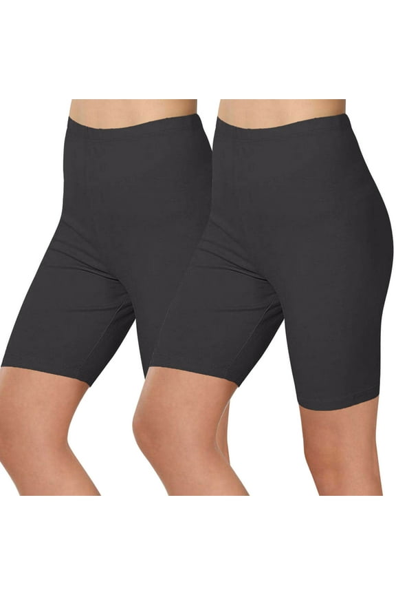 Womens 2-Pack Knee Length Leggings Shorts High Waist Tummy Control, Lightweight Running Crop Pants