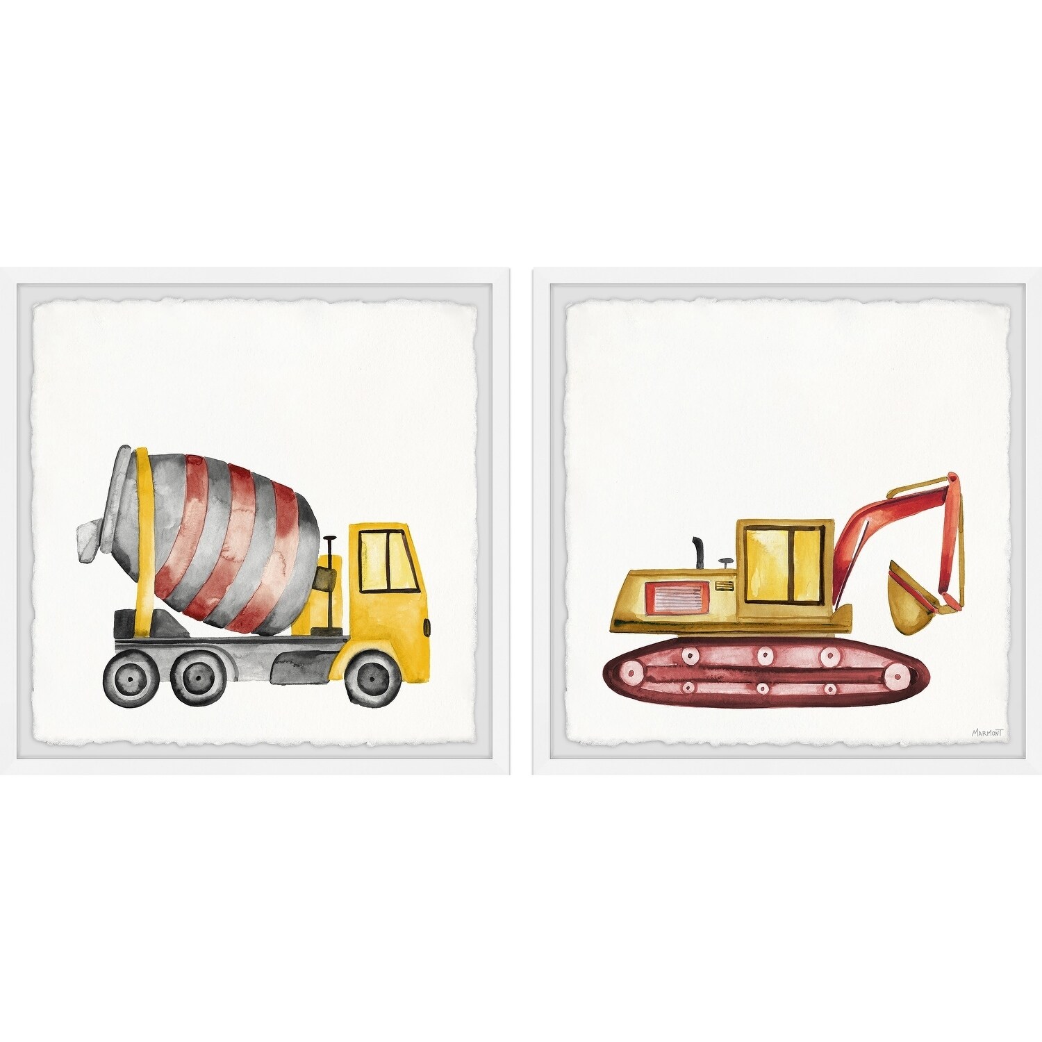 Marmont Hill Printed Construction Framed Art Prints, 18" x 36", Set of 2