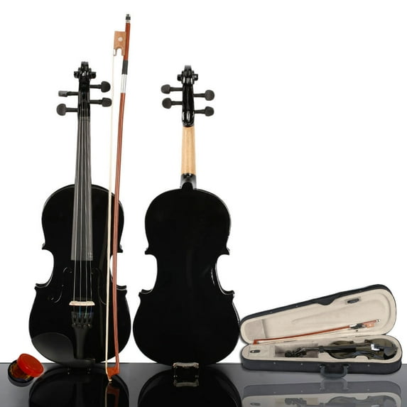 QXDRAGON 1/4 Acoustic Violin, Solid Wood Fiddle with Bridge Bow Case Rosin, Stringed Musical Instrument Violin for Beginner Adult Boys Girls Children Kids Gift, Black
