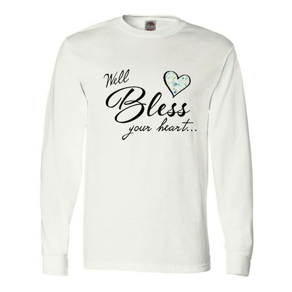 Inktastic Well Bless Your Heart with Calico Print Long Sleeve T-Shirt