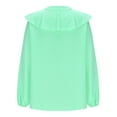 thumbnail image 5 of YUGYXL Women's Ruffle Blouse Long Sleeve Collar Neck Button Down Shirt Loose Chiffon Top Solid Dressy Fashion Tops Mint Green S, 5 of 6