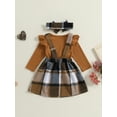 thumbnail image 4 of Suealasg Toddler Baby Girls Skirt Outfits 6M 1T 2T 3T Kids Girls Long Sleeve Ribbed Tops Overalls Skirt Set 2pcs Fall Clothes, 4 of 7