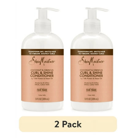 (2 pack) SheaMoisture Curl & Shine Conditioner for Thick, Curly Hair Coconut & Hibiscus, To Moisturize & Soften, ,13 Fl oz