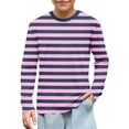 thumbnail image 5 of fatyb Kids Striped Long Sleeve Shirts for Boys Girls Color Block Casual Tops Lightweight Crew Neck Tees, 5 of 7