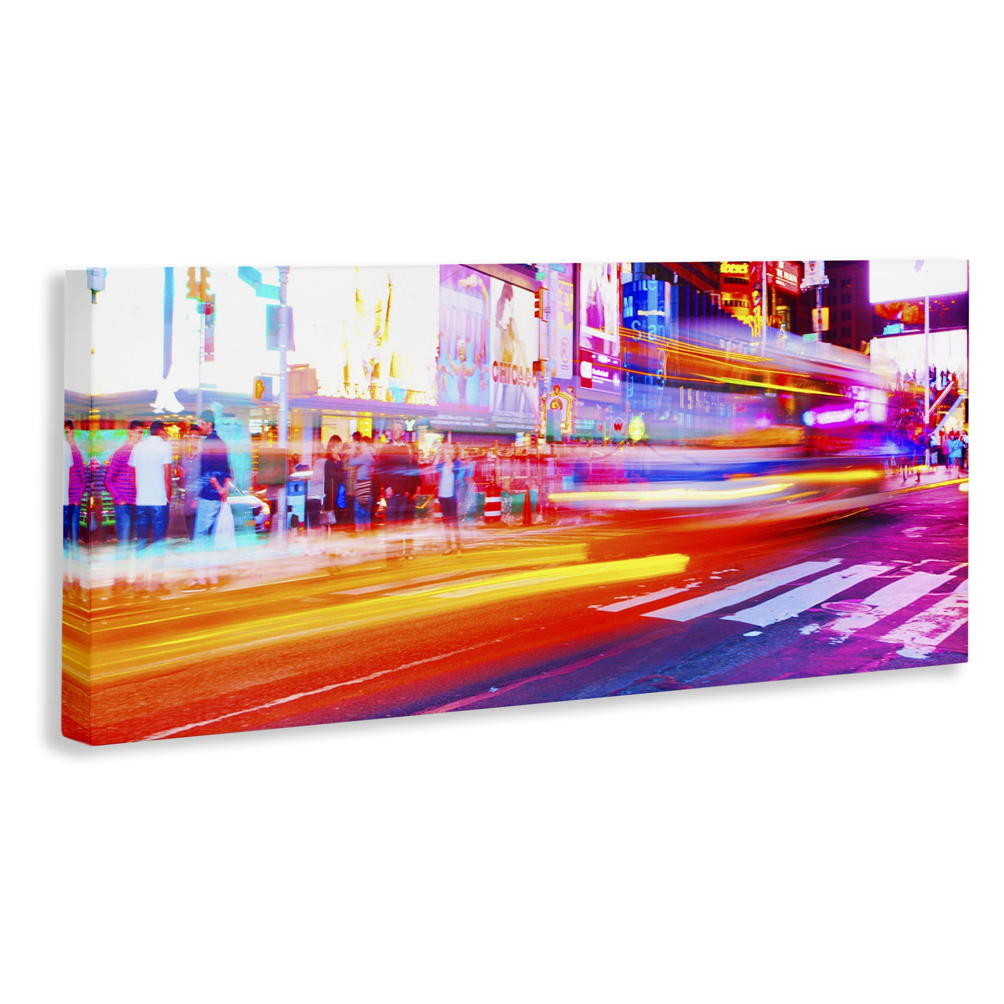 Stupell Industries Light Streaked Cityscape Scenery Photography Gallery Wrapped Canvas Art Print Wall Art, 40 x 17