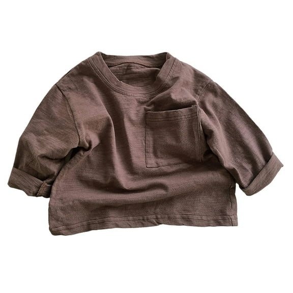 Esaierr Boys Girls Long Sleeved Tops Tees for Toddler Newborn Crewneck Bamboo Cotton Versatile Casual T-Shirt Spring Autumn Undershirts for 9M-5Y