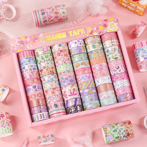 Youersen Washi Tape Set Decorative Color Tape for Crafts, Journals & Scrapbooks, 60 Rolls