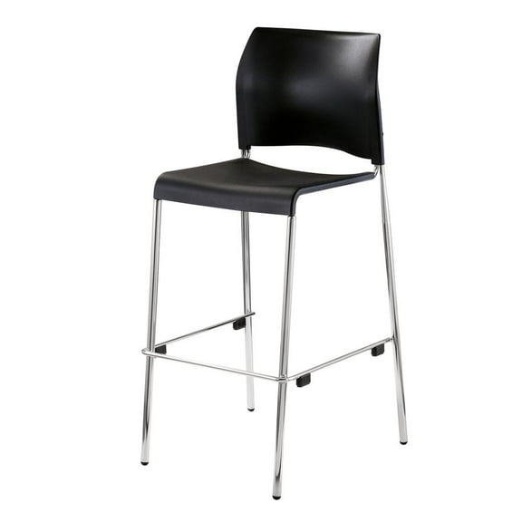 NPS Cafetorium Series 31" 4-leg Modern Plastic Bar Stool in Black/Chrome