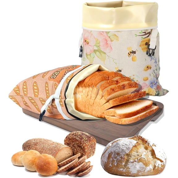 2 Pack Beeswax Bread Bags for Sourdough Homemade Bread,XL Linen Sourdough Reusable Beeswax Bread Storage Bag,Removable Inner Bag-Easy to Clean, Keep Fresh, Large Capacity Portable(13x17in, XL)