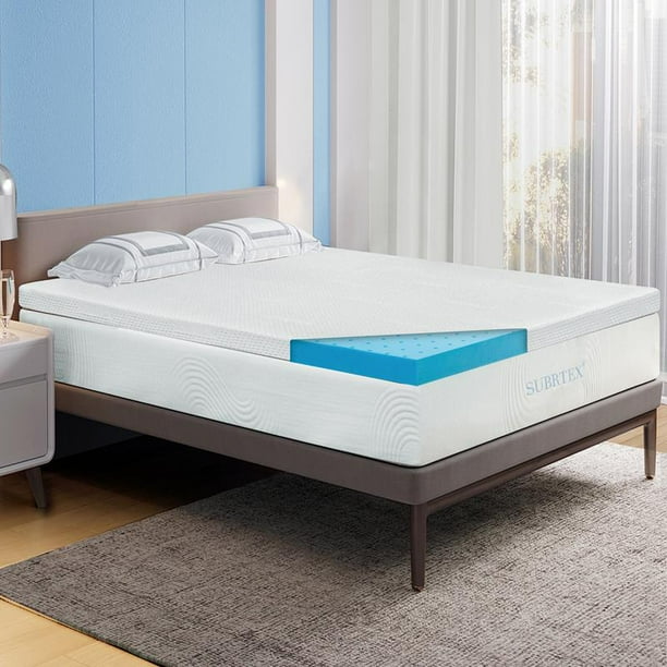 Subrtex GelInfused Memory Foam Mattress Topper with Breathable Fitted