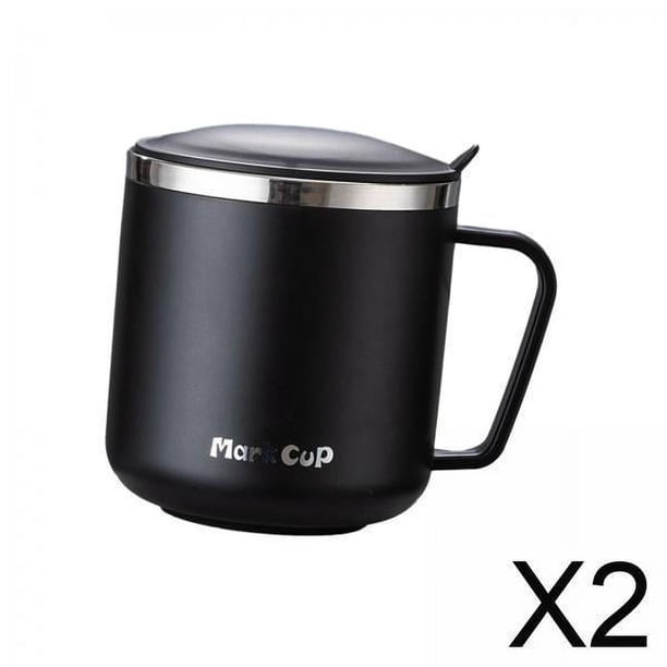 2x304 Tazas De Café De Acero Inoxidable Taza Para Beber Taza De Agua Sellada De 400 Ml Para El Hogar Negro