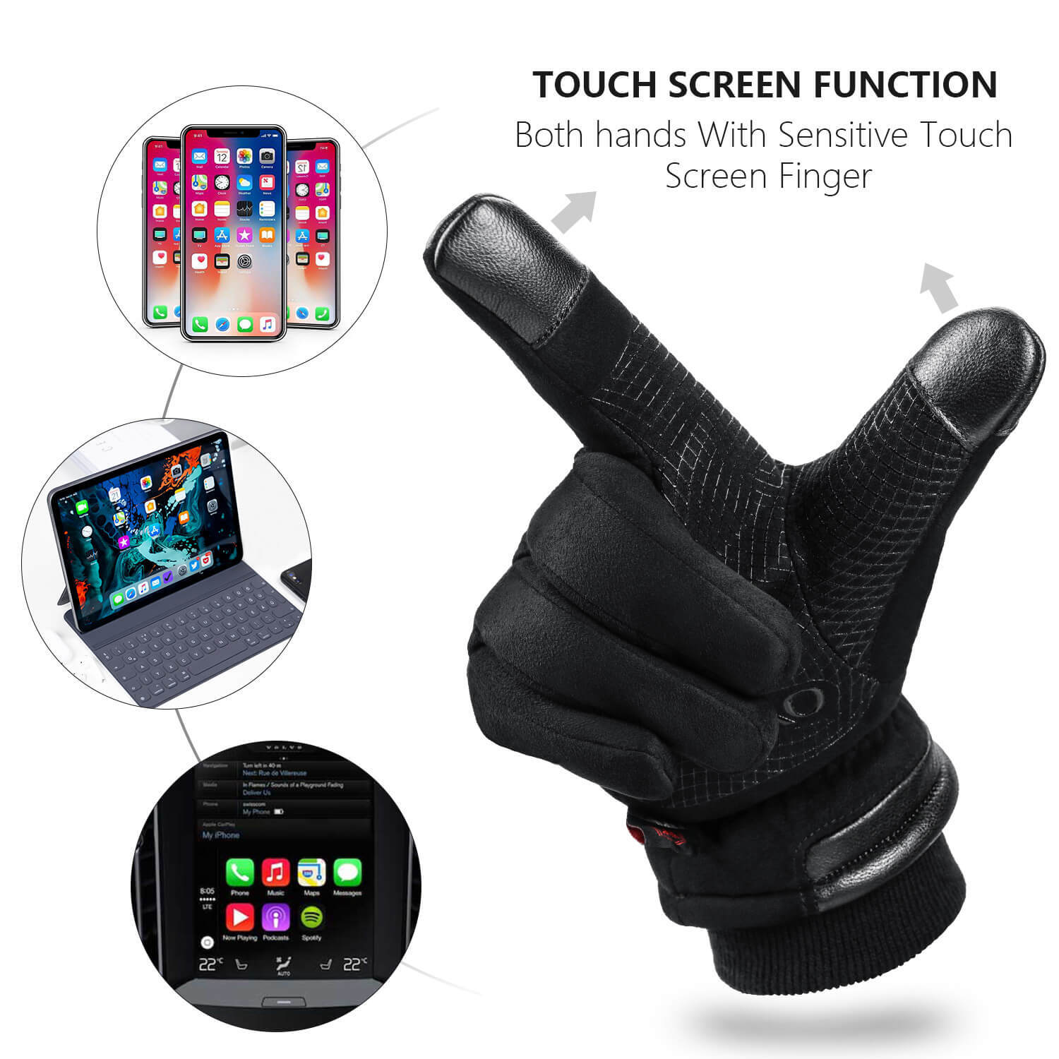 OZERO Waterproof Winter Gloves Men Women -30 ℉ Cold Proof Touchscreen Anti Slip Silicon Palm - Heated Glove Thermal for Driving Cycling Motorcycle in Cold Weather Warmest Gifts for Dad