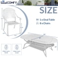 thumbnail image 6 of 9-Piece Patio Cast Aluminum Dining Set, 8 Person Outdoor Dining Furniture Set, includes 84" Oval Table and 8 Chairs with Umbrella Hole for Patio Deck Garden, White, 6 of 7