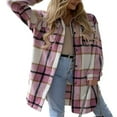 thumbnail image 1 of Chemise à Boutons pour Femmes Adultes Imprimé à Carreaux Irrégulier Manches Longues avec Poches à Rabat, 1 of 7