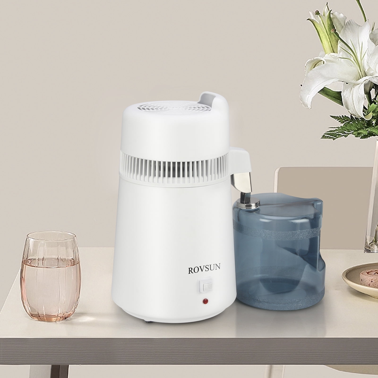 ROVSUN【Upgraded】1.6 Gallon/6L Countertop Home Water Distiller  with Flame-retardant Material, BPA-Free Container & Stainless Steel Interior, Distilled Water Maker Purifier