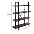 thumbnail image 5 of Benjara BM218710 4 Tier Wood & Metal Frame Bookcase with X Shape Design, Brown & Black, 5 of 5