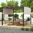 thumbnail image 3 of Barara King 10 x 10 ft Flat Top Pergola with Retractable Canopy for Garden Pool Porch and Backyard-Beige, 3 of 10