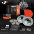 thumbnail image 6 of A-Premium 10.04 inch (255mm) Front Drilled and Slotted Disc Brake Rotors + Ceramic Pads Kit Compatible with Lexus CT200h 11-17, Toyota Prius 12-15, Prius Plug-In 12-15, 1.8L, 6 of 8