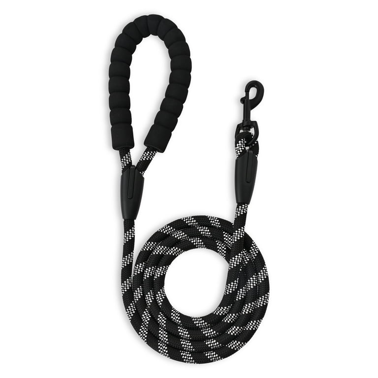 Reflective Rope Leash, 6 ft, Black & White, Medium/Large photo 2
