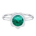 thumbnail image 4 of Rosec Jewels Lab Grown Emerald Flower Engagement Ring (1.7 Carat, AAAA Grade) - Bezel Set Emerald Ring - with Jewelry Box, 925 Sterling Silver, US 4.00, 4 of 8