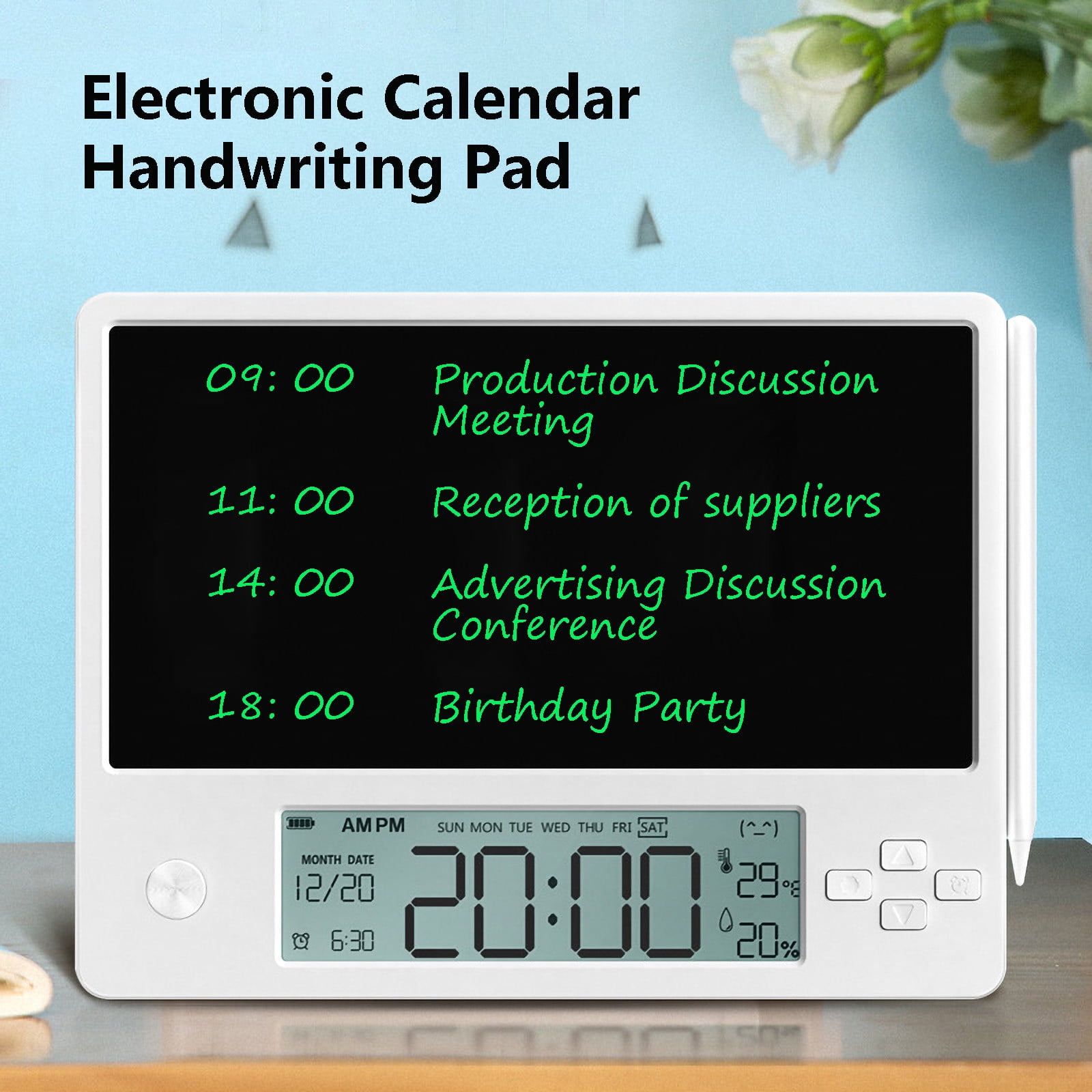 Clearance! VALSEEL Alarm Clock Multifunctional LCD Writing Tablet , Calendar/electronic Clock/alarm/memo, Smart Temperature and Humidity Sensing, Universal for Office Home and Learning
