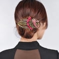 thumbnail image 5 of Dinheiro Pasador francés con diamantes de imitación en forma de pavo real para mujer, accesorios para el cabello retro para mujeres y niñas, 5 of 5