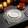 thumbnail image 2 of SLYNSHome Halloween Table Decor Round Lace Placemats,Silver PVC Hollow Out Heat Resistant Non-Slip Table Mats, Waterproof Oil Proof Washable Dining Party Supplies, 2 of 6