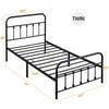 Black/White/Silver Classic Metal Platform Bed Frame w/ Headboard and Footboard, Black, Twin