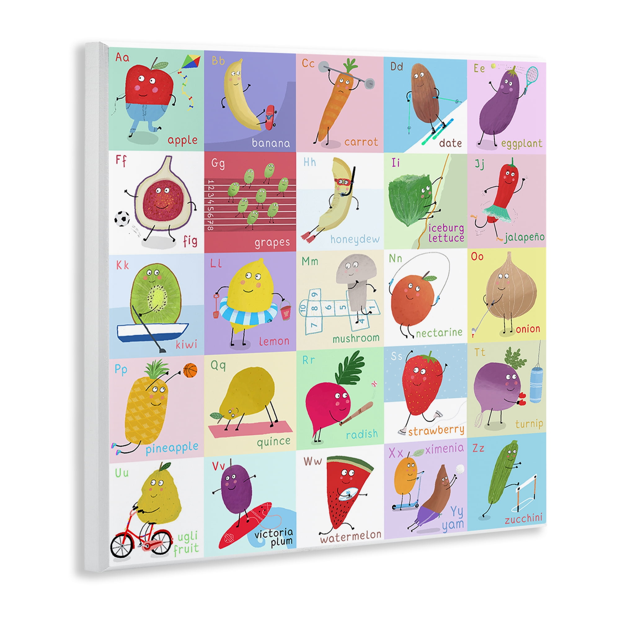 Stupell Industries Sporty Fruit Educational Wall Plaque Art, design by Carla Daly
