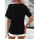 thumbnail image 4 of Blusas de Verano con Cuello en V para Mujer, Camisetas Extragrandes, Blusas de Corta para Mujer, Atuendos Informales Elegantes para el Trabajo. Negro XXL, 4 of 8