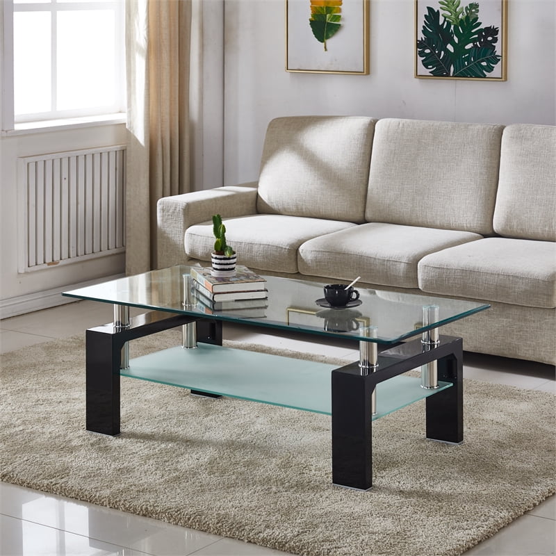 Artisan Furniture Perla Rectangular Tempered Glass Coffee Table in